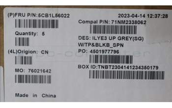 Lenovo 5CB1L56022 C-Abdeckung mit Tastatur, Spanisch, Sturmgrau, Hintergrundbeleuchtung