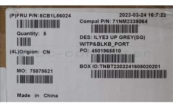 Lenovo 5CB1L56024 C-Abdeckung mit Tastatur, Portugiesisch, Sturmgrau, Hintergrundbeleuchtung