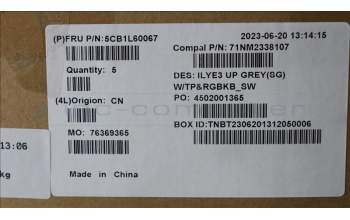 Lenovo 5CB1L60067 C-Abdeckung mit Tastatur, Schweiz, sturmgrau, RGB-Hintergrundbel.