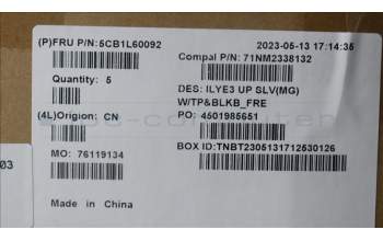 Lenovo 5CB1L60092 C-Cover with keyboard, French, Backlight, US