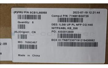 Lenovo 5CB1L66568 C-Abdeckung mit Tastatur, Schweiz, Wolkengrau, Ohne_Hintergrundbeleuchtung, Ohne_Fingerabdruckscanner