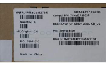 Lenovo 5CB1L67957 C-Abdeckung mit Tastatur, Englisch, Hintergrundbeleuchtung