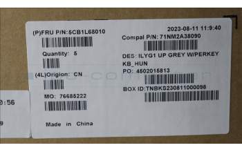 Lenovo 5CB1L68010 C-Abdeckung mit Tastatur, Ungarisch, RGB-Hintergrundbel.