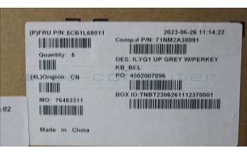 Lenovo 5CB1L68011 C-Abdeckung mit Tastatur, Belgisch, RGB-Hintergrundbel., GB