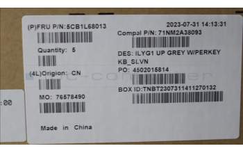 Lenovo 5CB1L68013 C-Abdeckung mit Tastatur, Slowenisch, RGB-Hintergrundbel.