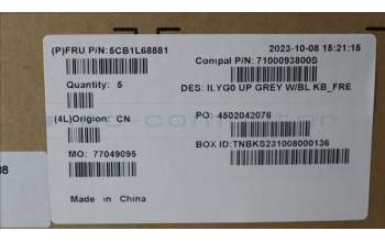 Lenovo 5CB1L68881 C-Abdeckung mit Tastatur, Französisch, Weiße Hintergrundbeleuchtung