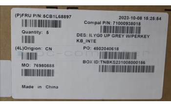 Lenovo 5CB1L68897 C-Abdeckung mit Tastatur, Englisch (US, Euro), RGB-Hintergrundbeleuchtung