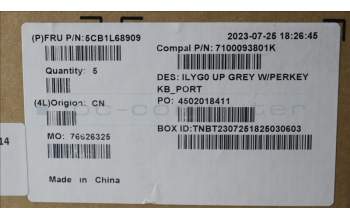 Lenovo 5CB1L68909 C-Abdeckung mit Tastatur, Portugiesisch, RGB-Hintergrundbeleuchtung