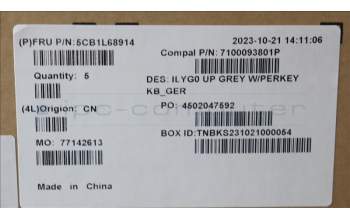 Lenovo 5CB1L68914 C-Abdeckung mit Tastatur, Deutsch, RGB-Hintergrundbel.