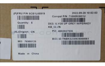 Lenovo 5CB1L68919 C-Abdeckung mit Tastatur, Slowenisch, RGB-Hintergrundbel.