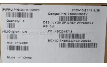 Lenovo 5CB1L68920 C-Abdeckung mit Tastatur, Schweiz, RGB-Hintergrundbeleuchtung