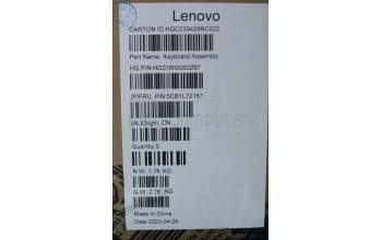 Lenovo 5CB1L72157 C-Abdeckung mit Tastatur, Englisch (GB), arktisgrau