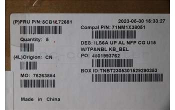 Lenovo 5CB1L72651 COVER UpCase_BEL C82XG NFP CG NBL AL