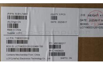 Lenovo 5CB1L74851 C-Cover with keyboard, Nordic, Iron Grey, Fingerprint, UK