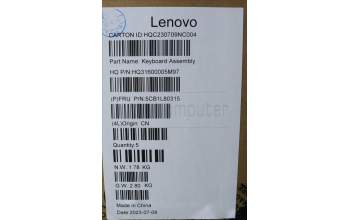 Lenovo 5CB1L80315 C-Cover with keyboard, Switzerland, Storm Grey, UK