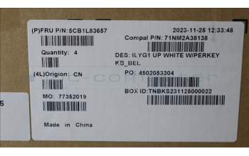 Lenovo 5CB1L83657 C-Cover with keyboard, Belgian, White, RGB Backlight, UK