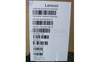Lenovo 5CB1L88116 C-Abdeckung mit Tastatur, Arabisch, sturmgrau, Ohne Fingerabdruck, US