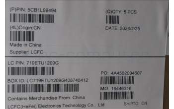 Lenovo 5CB1L99494 C-Cover with keyboard, Portuguese, Arctic Grey, Backlight, Fingerprint, UK