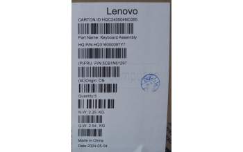 Lenovo 5CB1N61297 C-Cover with keyboard, Italian, Luna Grey, w/Storm Grey Keycaps, UK