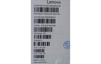 Lenovo 5CB1N61349 C-Cover with keyboard, US English Euro, Luna Grey, w/Grey Keycaps, US