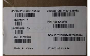 Lenovo 5CB1N61424 C-Cover with keyboard, English, Eclipse Black, White Backlight, US