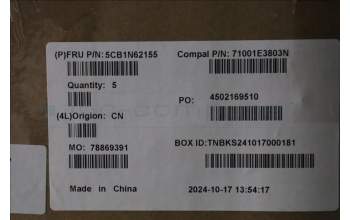 Lenovo 5CB1N62155 C-Cover with keyboard, Hungarian, White, RGB Backlight, UK