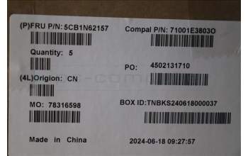 Lenovo 5CB1N62157 C-Cover with keyboard, Belgian, White, RGB Backlight, UK