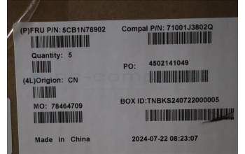 Lenovo 5CB1N78902 C-Cover with keyboard, Nordic, Cloud Grey, Backlight, Non-Fingerprint, UK