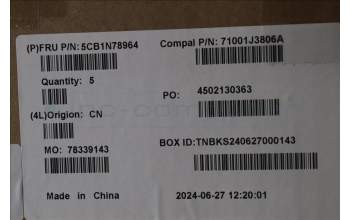 Lenovo 5CB1N78964 C-Cover with keyboard, French, Cloud Grey, Non-Backlight, Non-Fingerprint, US