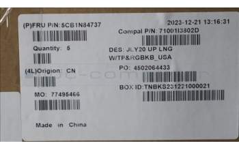 Lenovo 5CB1N84737 COVER Upper Case ASM USA ENG C83DH LGRGB