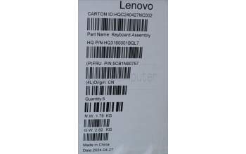 Lenovo 5CB1N90757 C-Cover with keyboard, Belgian, Luna Grey, w/puresight pro logo, UK