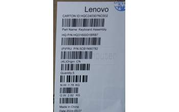 Lenovo 5CB1N90782 C-Cover with keyboard, Hungarian, Luna Grey, UK
