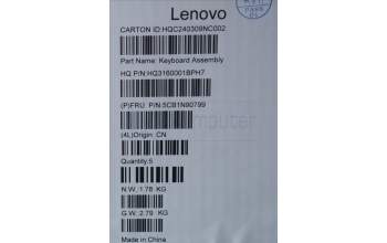 Lenovo 5CB1N90799 C-Cover with keyboard, Slovenian, Luna Grey, w/puresight pro logo, UK
