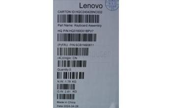 Lenovo 5CB1N90811 C-Cover with keyboard, UK English, Luna Grey, w/puresight pro logo, UK