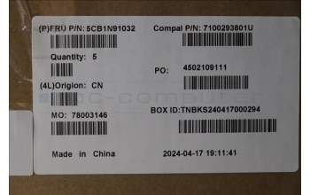 Lenovo 5CB1N91032 C-Cover with keyboard, Switzerland, Cloud Grey, Backlight, Non-Fingerprint, UK