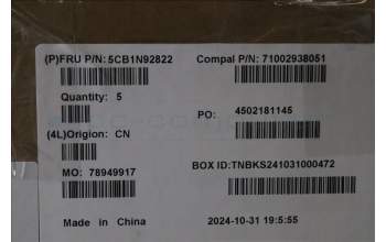 Lenovo 5CB1N92822 C-Cover with keyboard, Spanish, Cloud Grey, Non-Backlight, Fingerprint, UK