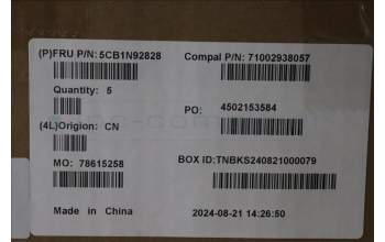 Lenovo 5CB1N92828 C-Cover with keyboard, French, Cloud Grey, Non-Backlight, Fingerprint, US