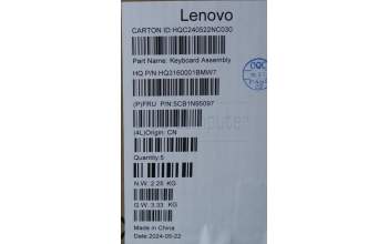 Lenovo 5CB1N95097 C-Cover with keyboard, Spanish, Cosmic Blue, Fingerprint, UK