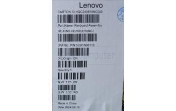Lenovo 5CB1N95113 C-Cover with keyboard, Hungarian, Cosmic Blue, Fingerprint, UK