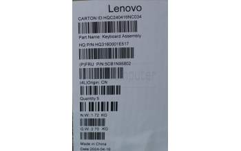 Lenovo 5CB1N95802 C-Cover with keyboard, Spanish, Storm Grey, Non-FingerPrint, UK