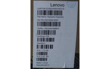 Lenovo 5CB1N96874 C-Cover with keyboard, Belgian, Arctic Grey, FingerPrint, UK