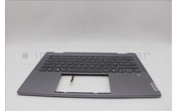 Lenovo 5CB1N96874 C-Cover with keyboard, Belgian, Arctic Grey, FingerPrint, UK