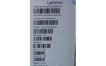 Lenovo 5CB1N97618 C-Cover with keyboard, Nordic, Storm Grey, FingerPrint, UK