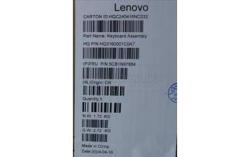 Lenovo 5CB1N97664 C-Cover with keyboard, Belgian, Storm Grey, Non-FingerPrint, UK
