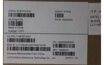 Lenovo 5CB1P31518 C-Cover with keyboard, UK English, Arctic Grey, UK