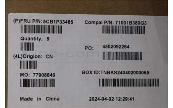 Lenovo 5CB1P33486 C-Cover with keyboard, Portuguese, Cloud Grey, Backlight, Non-Fingerprint, UK