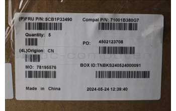 Lenovo 5CB1P33490 C-Cover with keyboard, French, Cloud Grey, Backlight, Non-FingerPrint, US