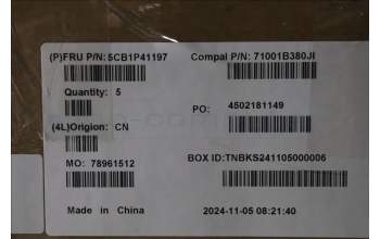 Lenovo 5CB1P41197 C-Cover with keyboard, Portuguese, Cloud Grey, Non-Backlight, Non-FingerPrint, UK