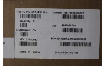 Lenovo 5CB1P43393 C-Cover with keyboard,UK English,White Backlight