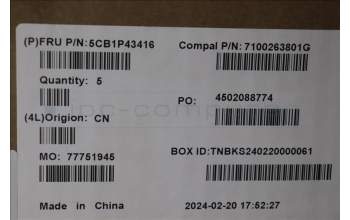 Lenovo 5CB1P43416 C-Cover with keyboard, Greek, RGB Backlight, US